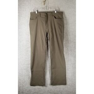 Prana Brion Slim Fit Pants Men's 36x31 Brown Stretch Nylon Flat Front Hiking